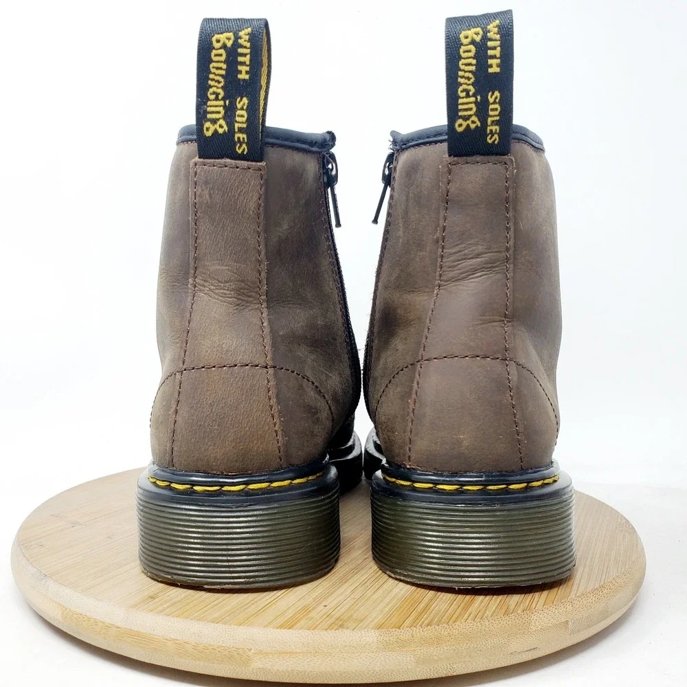 Dr Martens 1460 Serena Boots Kids 2 Brown Leather Lace Up 8 Eye Boys Girls Shoes